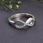 Load image into Gallery viewer, Adjustable Sterling Silver Infinity Ring with CZ Stones | Gift Jewelry