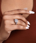 Load image into Gallery viewer, 925 Sterling Silver Princess Cut Diamond Halo Engagement Ring