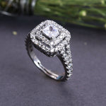 Load image into Gallery viewer, 925 Sterling Silver Princess Cut Diamond Halo Engagement Ring