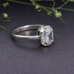 Load image into Gallery viewer, 925 Sterling Silver Emerald Cut Solitaire Ring for Women