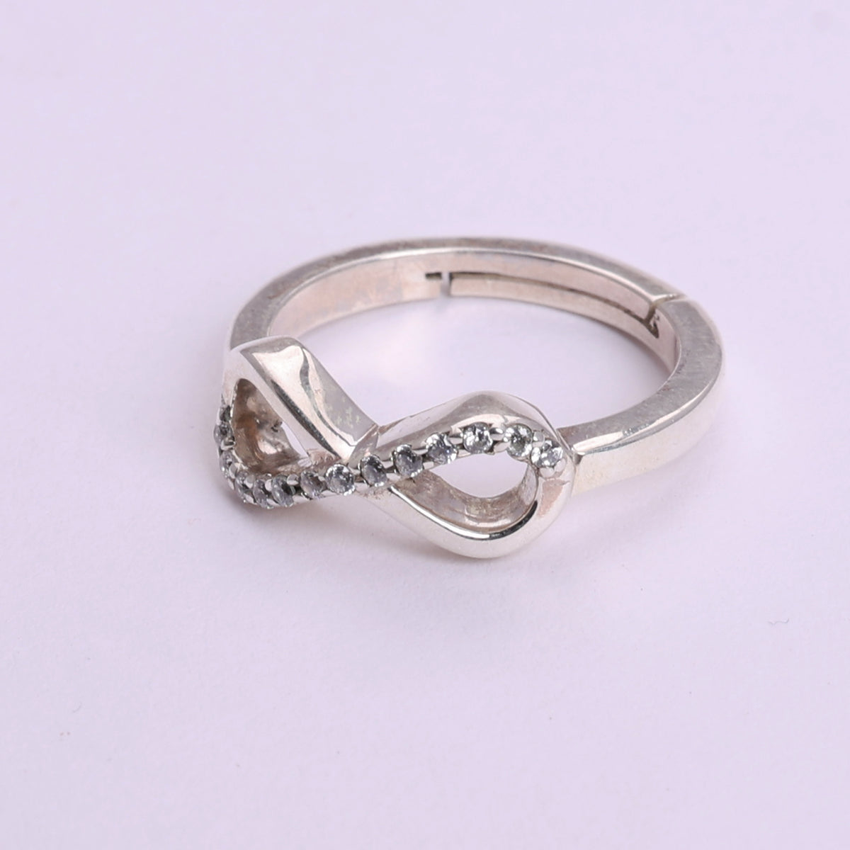 925 sterling silver infinity bypass ring with clear stones