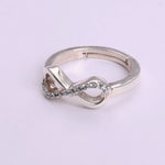 Load image into Gallery viewer, 925 Sterling Silver Infinity Bypass Ring with Clear Stones