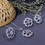 Load image into Gallery viewer, 925 Silver Flower Jewelry Set with Blue Gemstone | Women's Gift
