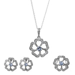Load image into Gallery viewer, 925 Silver Flower Jewelry Set with Blue Gemstone | Women's Gift
