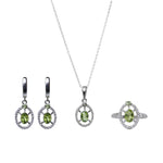 将图像加载到图库查看器中, 925 Silver Peridot Jewelry Set for Women | Gift Idea