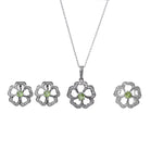 Load image into Gallery viewer, 925 Silver Flower Jewelry Set with Green Gemstone | Gift for Her