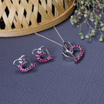 Load image into Gallery viewer, 925 Silver Heart Earrings & Necklace Set | Ruby Jewelry for Women