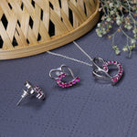 Load image into Gallery viewer, 925 Silver Heart Earrings & Necklace Set | Ruby Jewelry for Women