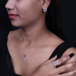Load image into Gallery viewer, 925 Silver Amethyst Jewelry Set | Stud Earrings, Pendant, Ring