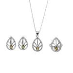 Load image into Gallery viewer, 925 Silver Citrine Jewelry Set | Leaf Design | Gift for Her