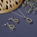 将图像加载到图库查看器中, 925 Silver Teardrop Earrings & Pendant Set | Yellow Gemstone