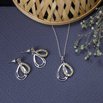 将图像加载到图库查看器中, 925 Silver Teardrop Earrings & Pendant Set | Yellow Gemstone