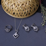 将图像加载到图库查看器中, 925 Silver Diamond Set (Earrings, Necklace, Ring) | Women's Jewelry