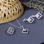 将图像加载到图库查看器中, 925 Silver Diamond Set (Earrings, Necklace, Ring) | Women's Jewelry