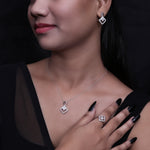 将图像加载到图库查看器中, 925 Silver Diamond Set (Earrings, Necklace, Ring) | Women's Jewelry
