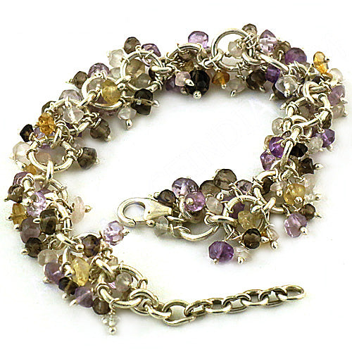 Silver Gemstone Bracelet | Multi-Stone Beaded Jewelry for Women