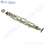 Load image into Gallery viewer, Sterling silver bracelet featuring amethyst and peridot gemstones, perfect for women&#39;s jewelry.
