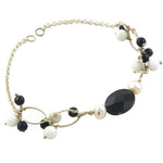 Load image into Gallery viewer, Silver Pearl &amp; Onyx Bead Bracelet for Women | Gift Jewelry
