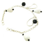Load image into Gallery viewer, Silver Bead Chain Bracelet with White &amp; Black Beads
