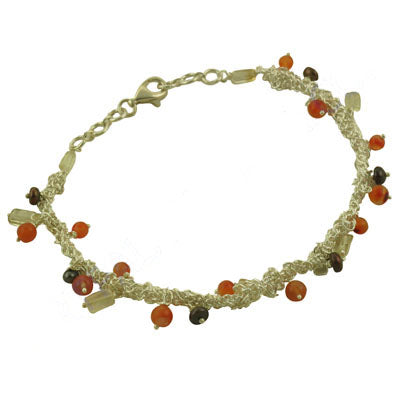 Silver Beaded Bracelet with Gemstones | Women's Jewelry Gift