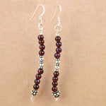 将图像加载到图库查看器中， 925 Silver Garnet Beaded Dangle Earrings | Women's Jewelry Gift
