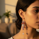 Load image into Gallery viewer, Silver Gemstone Cluster Drop Earrings for Women | Statement Jewelry
