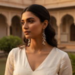 Load image into Gallery viewer, 925 Silver Beaded Drop Earrings with Garnet Gemstones | Women&#39;s Jewelry
