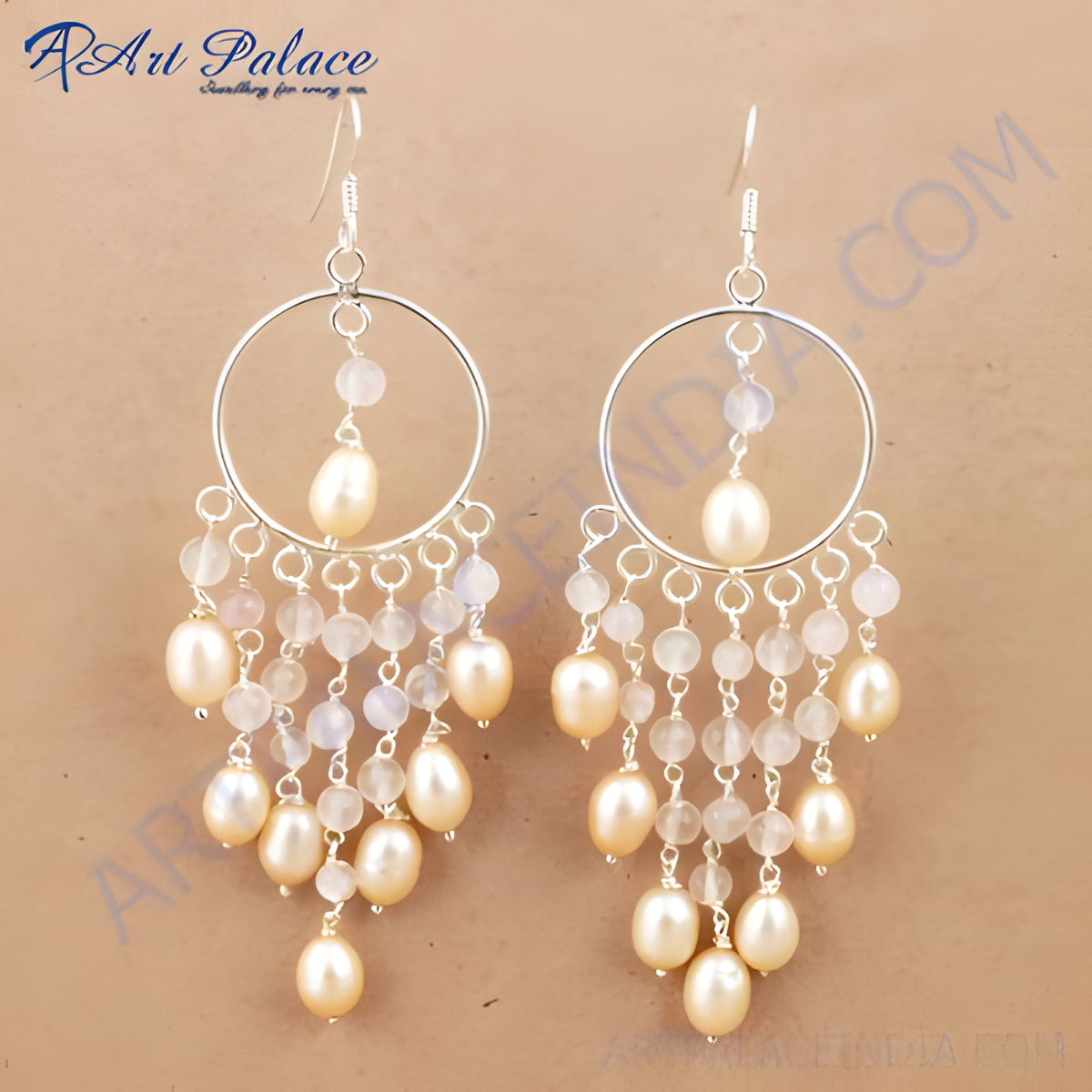 925 sterling silver dangle earrings with pearl and gemstone accents, a beautiful chandelier design