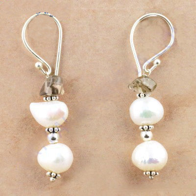Silver Pearl & Gemstone Drop Earrings for Women | Dangle Jewelry