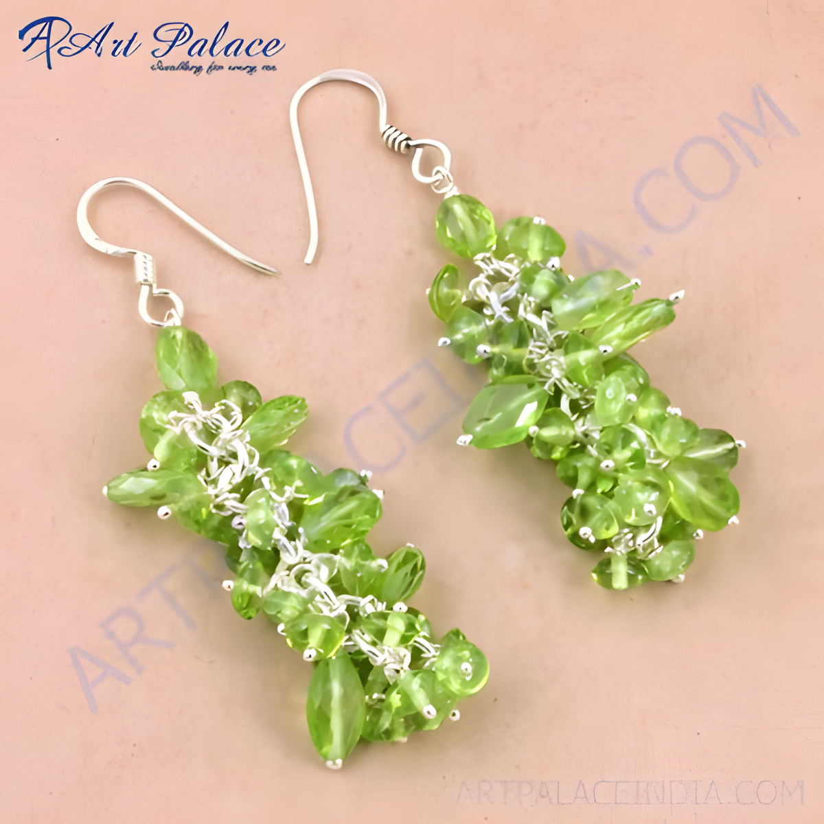 Sterling silver peridot drop earrings with vibrant green gemstones, a beautiful and elegant piece