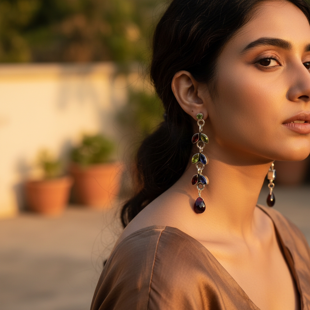 925 Sterling Silver Gemstone Drop Earrings for Women | Gift