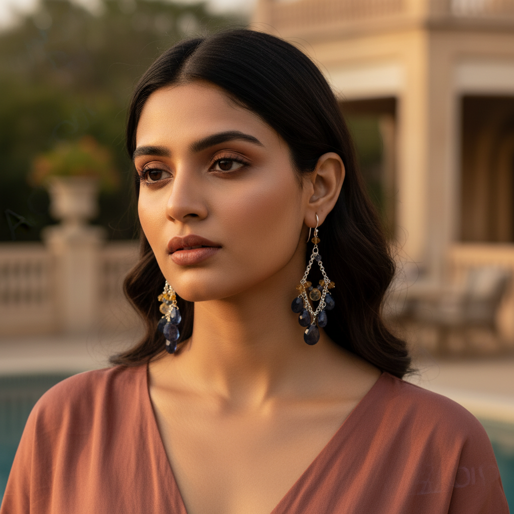 925 silver gemstone chandelier earrings | women's jewelry gift