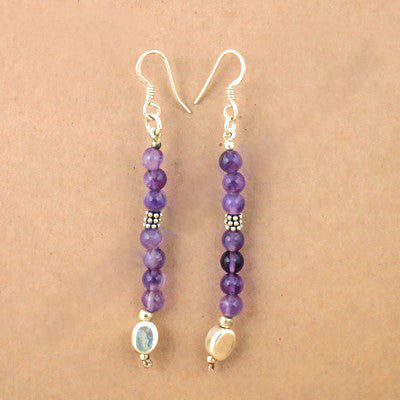 925 Silver Amethyst Drop Earrings for Women | Daily Wear