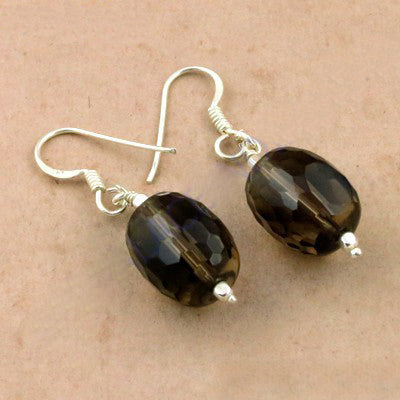 Smoky Quartz Sterling Silver Earrings | Faceted Gemstone Jewelry