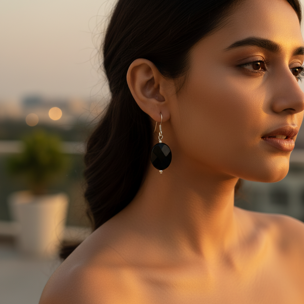 925 Silver Black Onyx Earrings for Women | Daily Wear