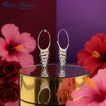 Load image into Gallery viewer, Silver Hoop Earrings with Blue Gemstones | Women&#39;s Jewelry Gift

