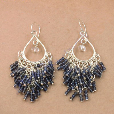 925 Silver Iolite Bead Chandelier Earrings | Women's Jewelry
