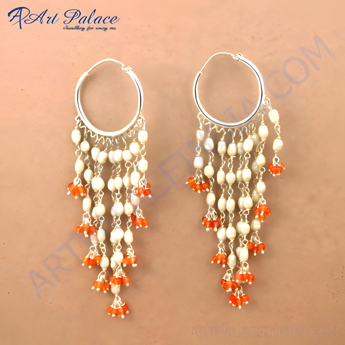 925 sterling silver dangle earrings featuring pearls and vibrant red gemstones, perfect for women's fashion