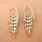 将图像加载到图库查看器中， 925 Silver Pearl &amp; Red Gemstone Dangle Earrings | For Women
