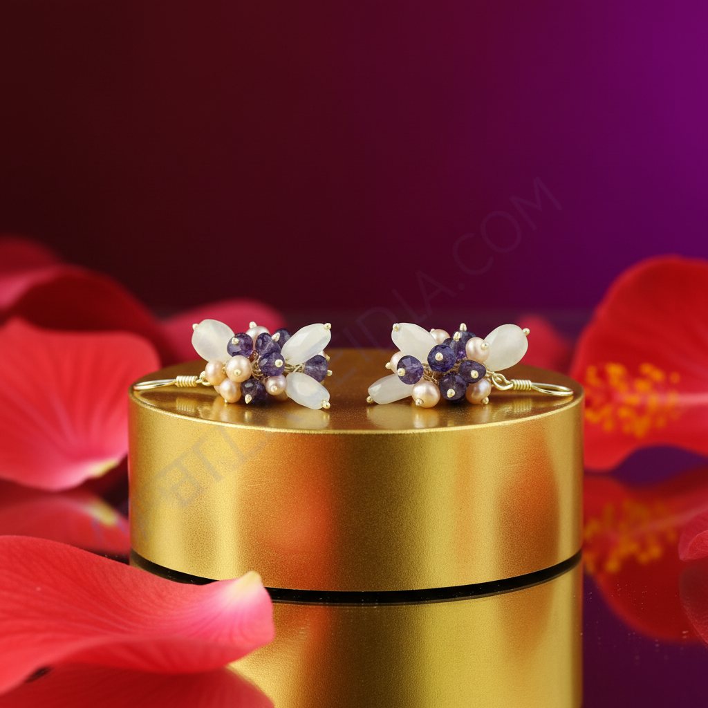 Silver Pearl & Gemstone Dangle Earrings | Women's Jewelry Gift