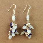 Load image into Gallery viewer, Silver Pearl &amp; Gemstone Dangle Earrings | Women's Jewelry Gift
