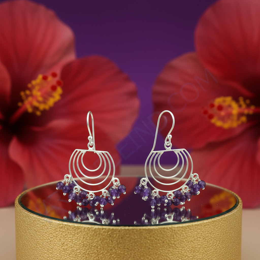 925 silver amethyst drop earrings | women's dangle jewelry