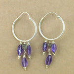 Load image into Gallery viewer, 925 Silver Amethyst Hoop Earrings | Dangle Drop Earrings
