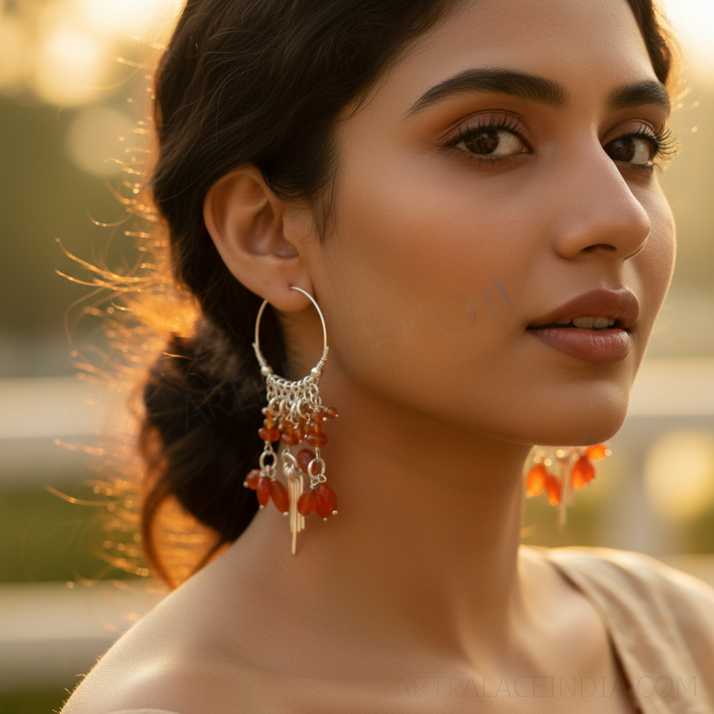 925 Silver Carnelian Drop Earrings for Women | Gemstone Jewelry