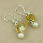 Load image into Gallery viewer, 925 Silver Citrine &amp; Pearl Drop Earrings for Women | Gift
