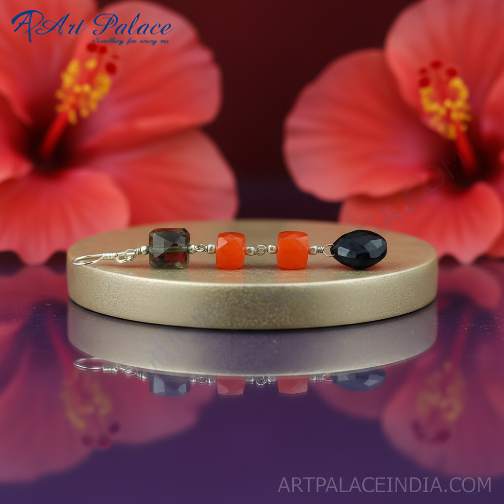 Silver Gemstone Drop Earrings for Women | Statement Jewelry