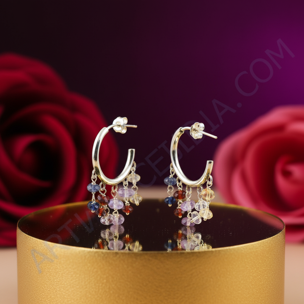 925 silver gemstone dangle earrings | for women | gift