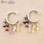 Load image into Gallery viewer, 925 sterling silver dangle earrings with colorful gemstones, perfect for women
