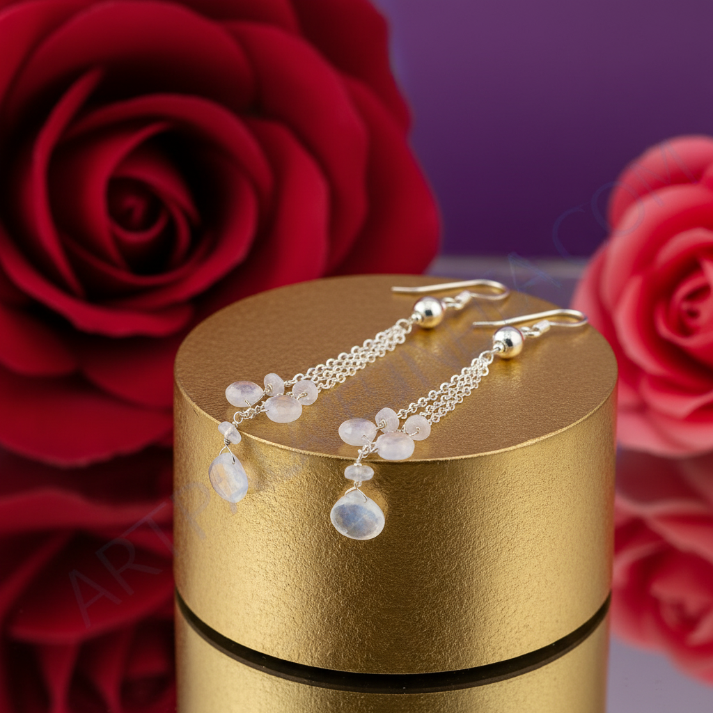 925 silver moonstone dangle earrings for women | gift jewelry