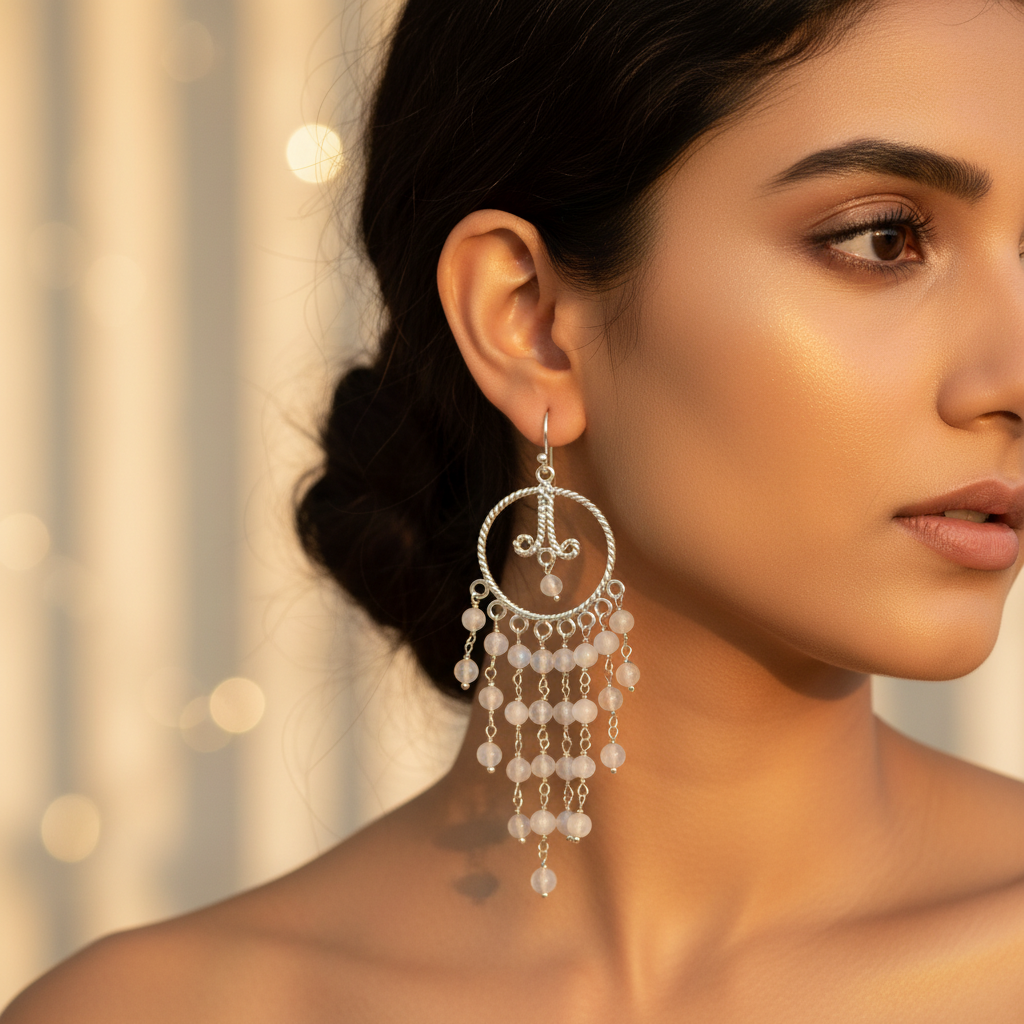 925 Silver Moonstone Chandelier Earrings | Women's Dangle Jewelry